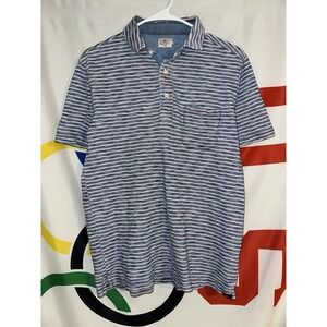 Faherty Polo Shirt Mens Small Pink Blue Striped Cotton Casual